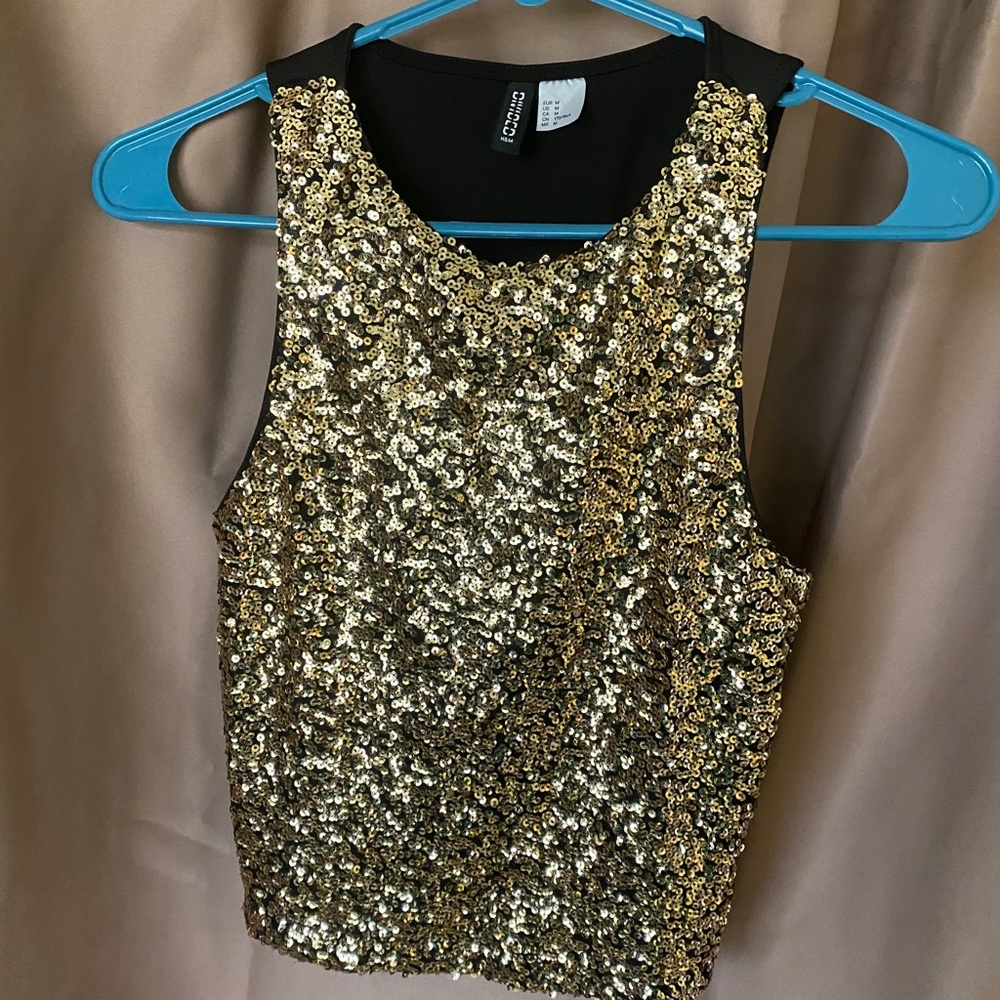 Gold sequin crop top